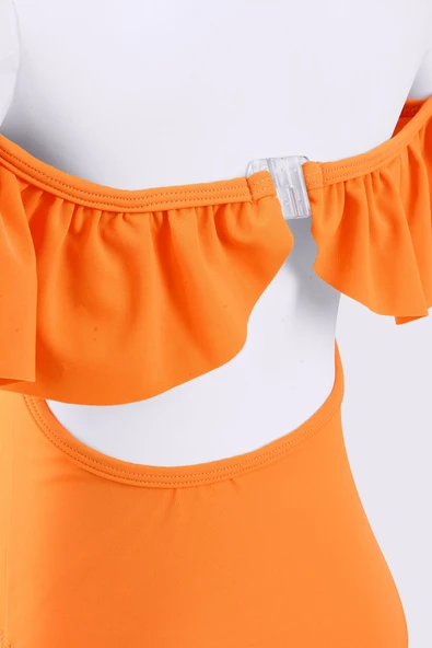 Turuncu Önü Volanlı Kız Çocuk Mayo - 3