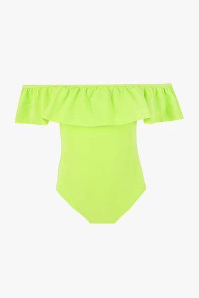 Yeşil Önü Volanlı Kız Çocuk Mayo