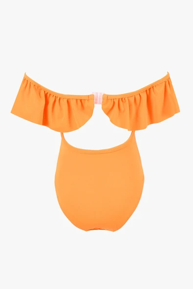 Turuncu Önü Volanlı Kız Çocuk Mayo - 2