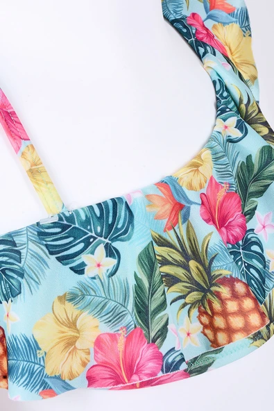 Renkli Çiçek Desenli Kız  Çocuk Bikini Takımı - Resim 2