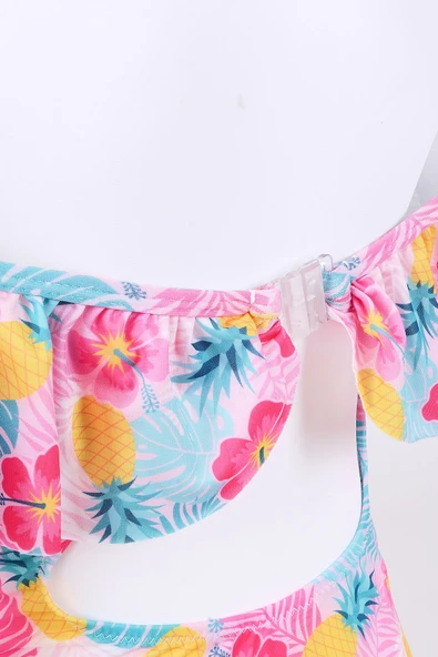 Renkli Pineapple Flower Kız Çocuk Mayo - 3