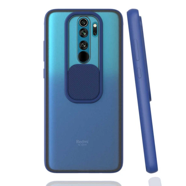 Xiaomi Redmi Note 8 Pro Kılıf Slayt Sürgülü Kamera Korumalı Renkli Silikon Kapak