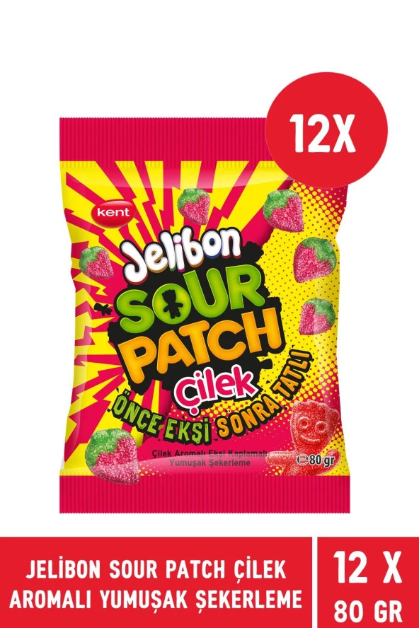 Jelibon Sour Patch Çilek Aromalı Yumuşak Şekerleme 80 gr - 12 Adet - 4