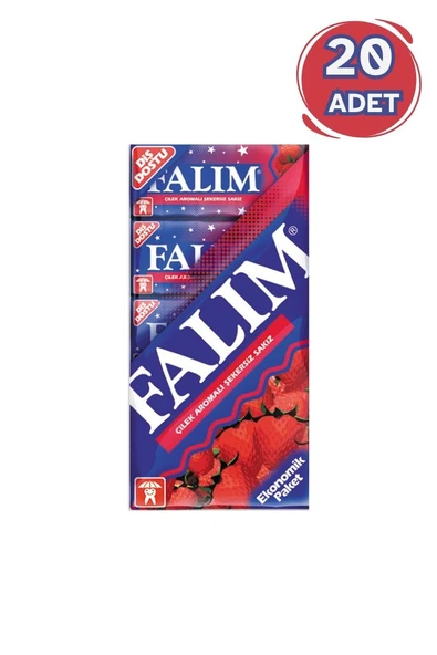 Falım 5'li Paket Çilek Aromalı Şekersiz Sakız 35 gr - 20 Adet - 1