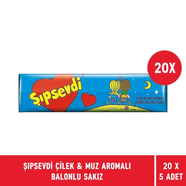 Şıpsevdi Çilek & Muz Aromalı Balonlu Nostaljik Sakız 25 gr - 20 Adet