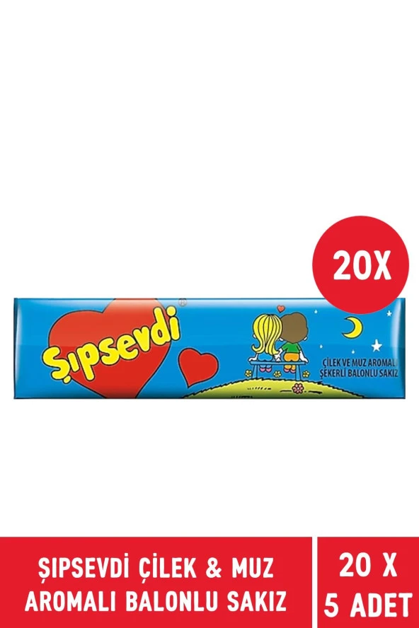Şıpsevdi Çilek & Muz Aromalı Balonlu Nostaljik Sakız 25 gr - 20 Adet - 2