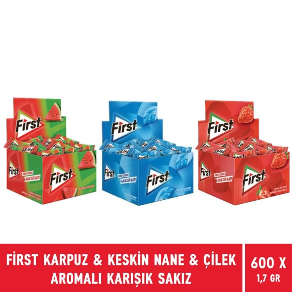 First Keskin Nane & Çilek & Karpuz Aromalı Tekli Sakız 1,7 gr - 600 Adet