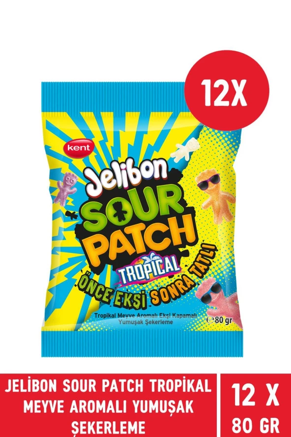 Jelibon Sour Patch Tropikal Meyve Aromalı Yumuşak Şekerleme 80 gr - 12 Adet - 2