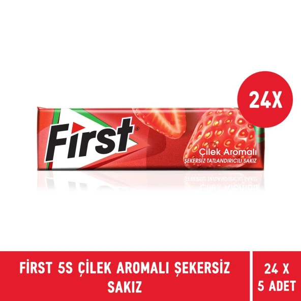 First 5S Çilek Aromalı Şekersiz Sakız - 24 Adet