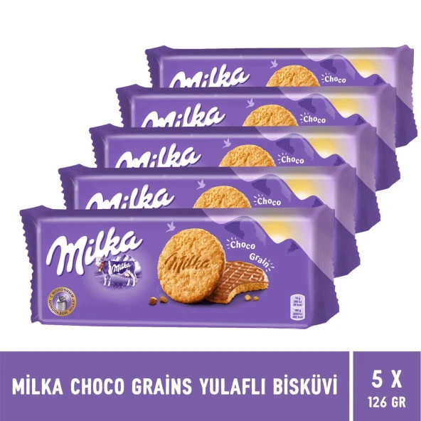 Milka Choco Grains Yulaflı Bisküvi 126 gr - 5 Adet