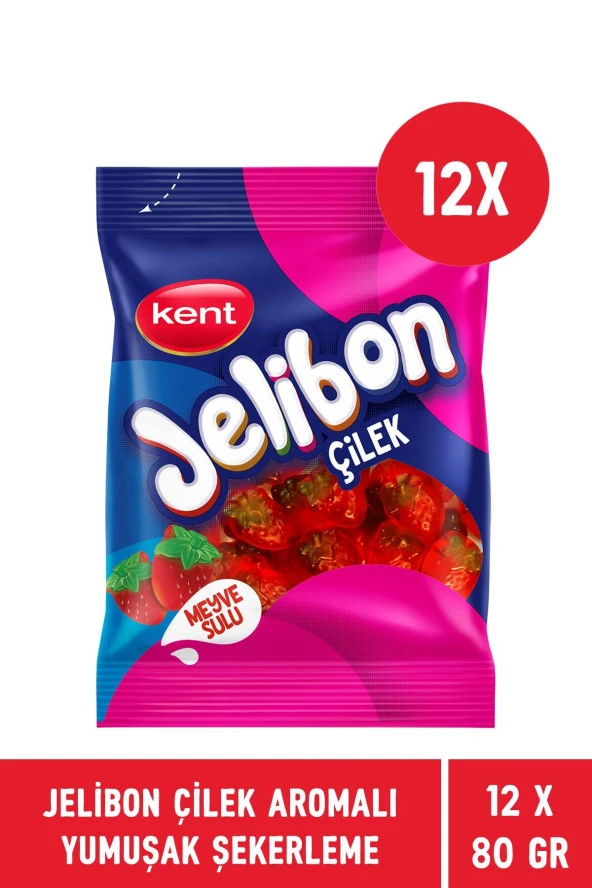 Jelibon Çilek Aromalı Yumuşak Şekerleme 80 gr - 12 Adet - 2