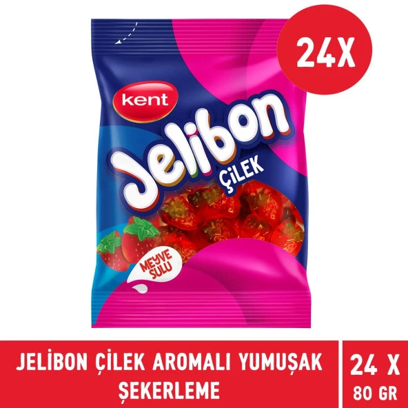 Jelibon Çilek Aromalı Yumuşak Şekerleme 80 gr - 24 Adet