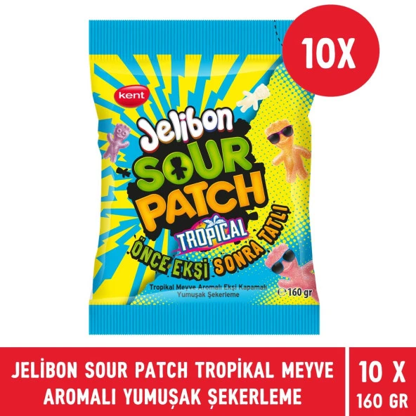 Jelibon Sour Patch Tropikal Meyve Aromalı Yumuşak Şekerleme 160 gr - 10 Adet