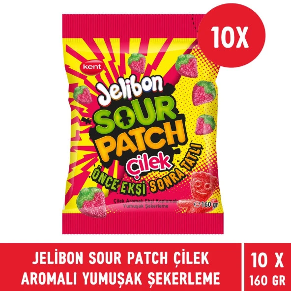 Jelibon Sour Patch Çilek Aromalı Yumuşak Şekerleme 160 gr - 10 Adet - 3