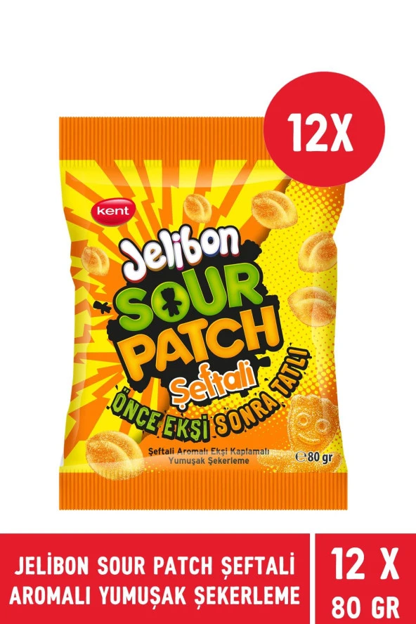 Jelibon Sour Patch Şeftali Aromalı Yumuşak Şekerleme 80 gr - 12 Adet - 4