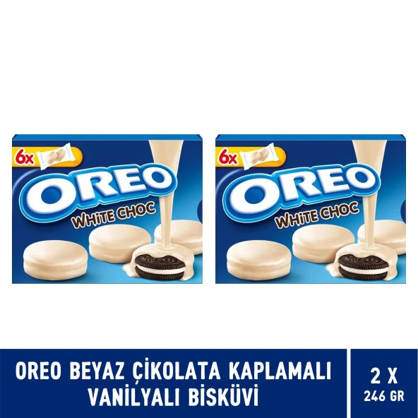 Oreo Beyaz Çikolata Kaplamalı Vanilyalı Bisküvi 246 gr - 2 Adet