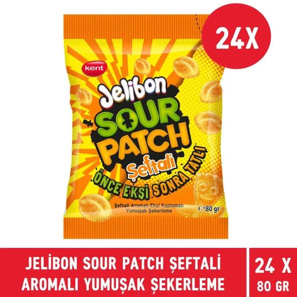 Jelibon Sour Patch Şeftali Aromalı Yumuşak Şekerleme 80 gr - 24  Adet - Resim 3