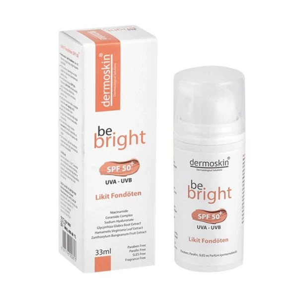 Dermoskin Be Bright SPF 50 Likit Fondöten 33 ML - Diş Beyazlatıcı Köpük Hediye