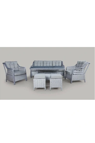 adımshops Metal Gövdeli  3+1+1+2puf+masa Rattan Bahçe Balkon Mobilyası, 7 Kişilik Bahçe Takımı - 1