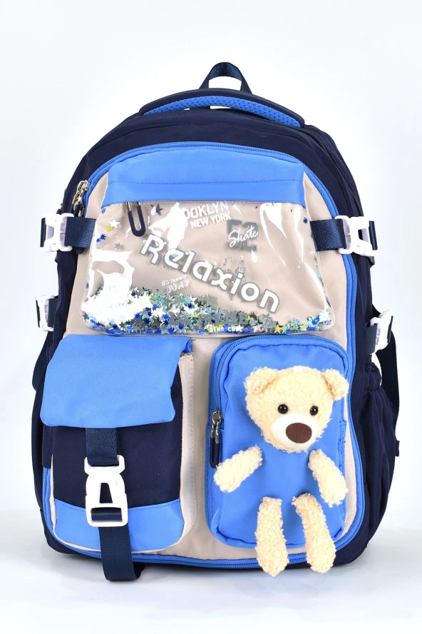 Elatae Ortopedik Lüks Kumaş Unisex Çok Gözlü Çocuk İlkokul Çantası Lacivert 1461 ürün görseli