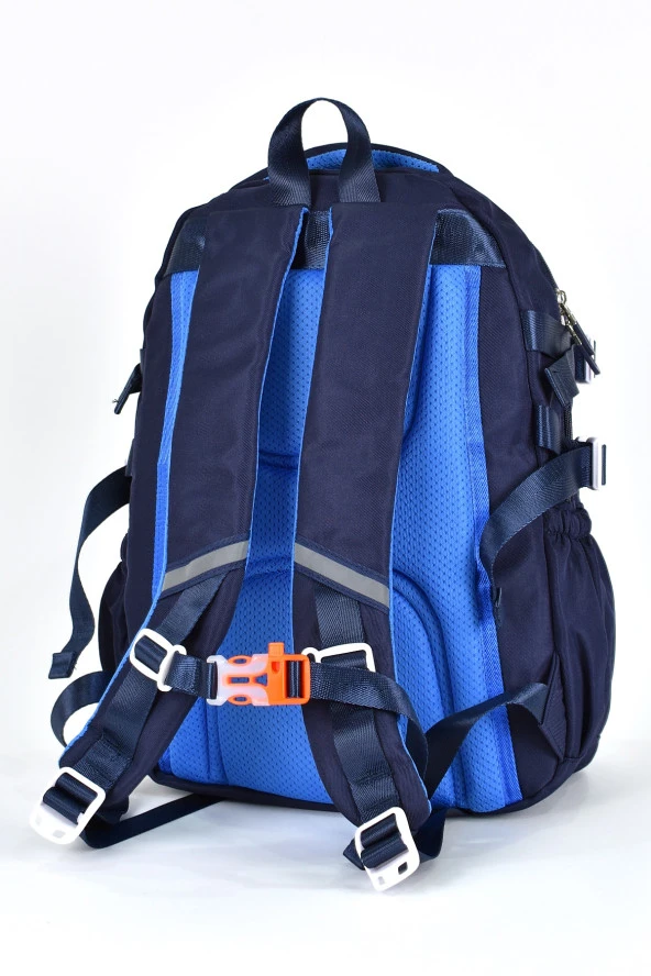 Elatae Ortopedik Lüks Kumaş Unisex Çok Gözlü Çocuk İlkokul Çantası Lacivert 1461 - Resim 5