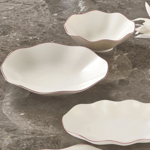 GÜRAL PORSELEN Nesrin 26 Parça 6 Kişilik Bone Yemek Takımı - Copper Bakır Mat - 2