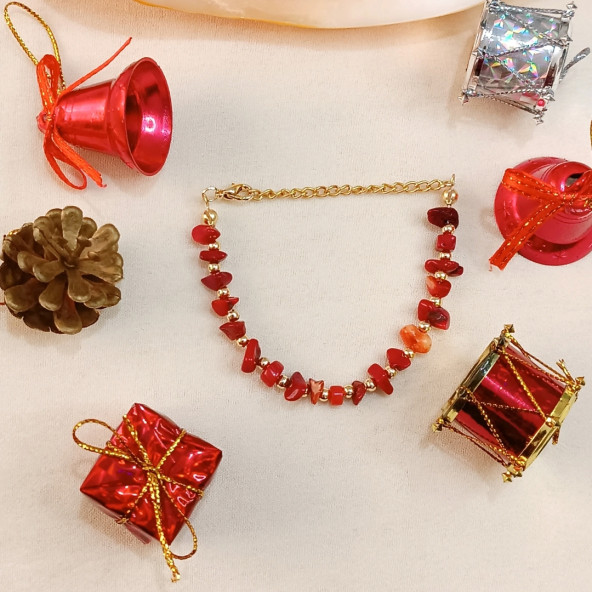 Kırık Mercan Taşı Doğal Taş Bileklik- Anka Gemstone