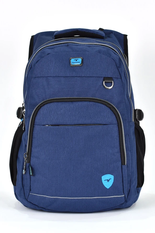 Elatae Unisex Ortopedik Çok Gözlü Günlük Seyahat Okul Sırt Çantası Lacivert 2238 - Resim 2