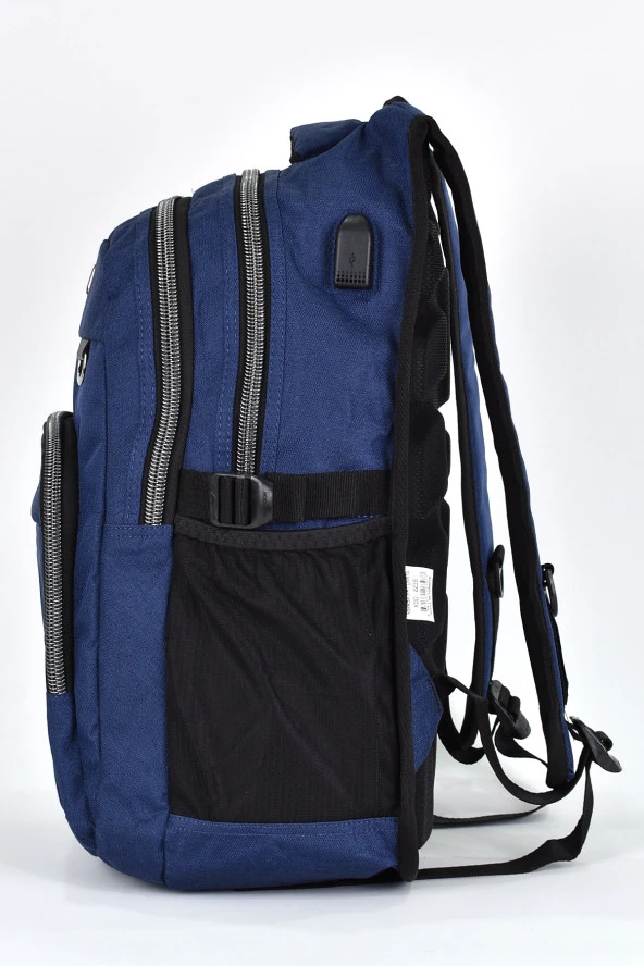 Elatae Unisex Ortopedik Çok Gözlü Günlük Seyahat Okul Sırt Çantası Lacivert 2238 - Resim 3