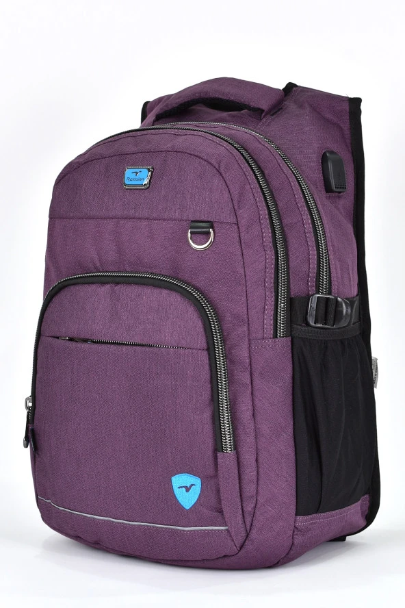 Elatae Unisex Ortopedik Çok Gözlü Günlük Seyahat Okul Sırt Çantası Mor 2238 - Resim 4