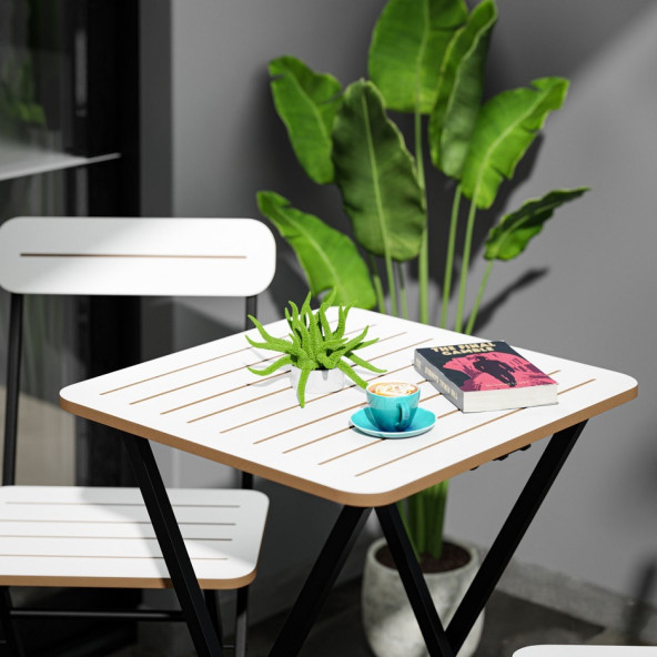 Eportatif Bahçe Masa Sandalye Bistro Takım Beyaz 1393 - 2