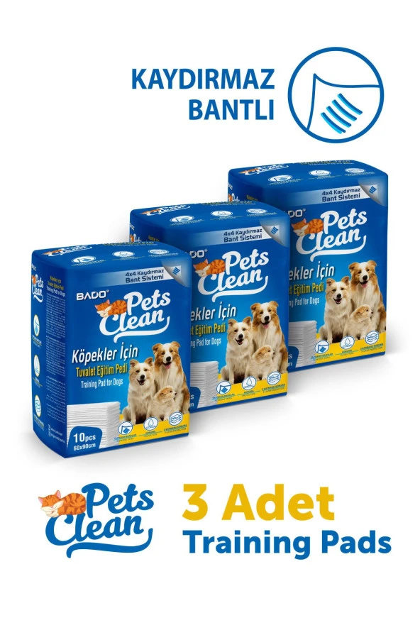 Pets Clean Eğitim(Çiş) Pedi 10lu 60*90Cm*3'lü Paket