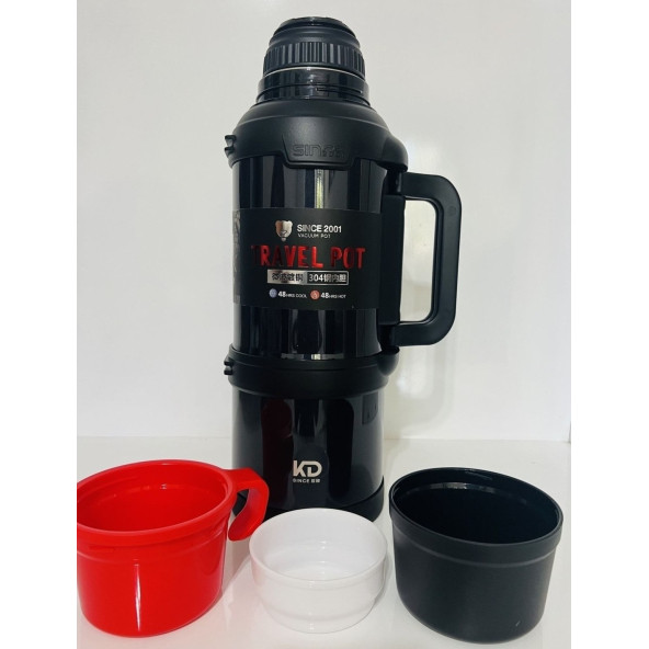 VACUUM Car Pto 4 Litre 1 Adet 48 Saat Sıcak Soğuk Paslanmaz Çelik Dağcı Termos - 2