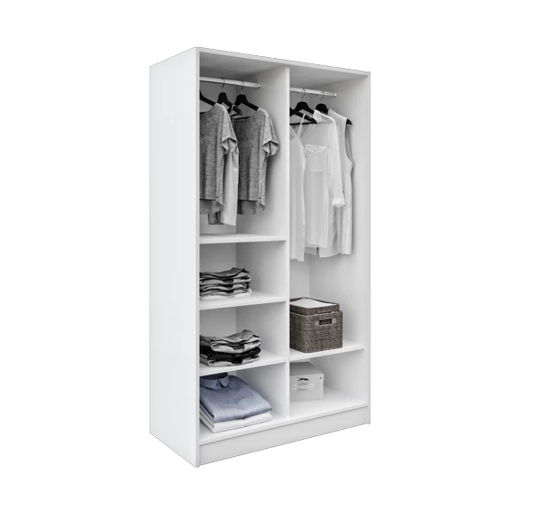 MERLİN MOBİLYA ESEN 2 KAPILI 6 BÖLMELİ BAMBU-BEYAZ ELBİSE DOLABI - 4