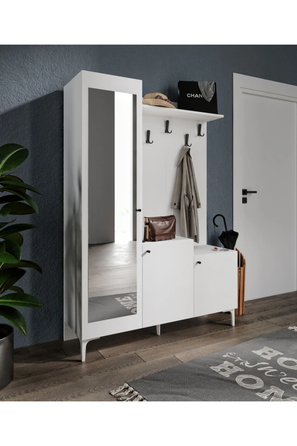 MERLİN MOBİLYA Kardelen 9 Bölmeli Aynalı Portmanto