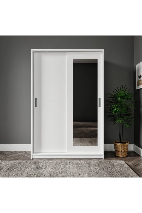 MERLİN MOBİLYA Başak 2 Sürgülü Kapaklı 8 Bölmeli Aynalı Dolap(VESTİYER)