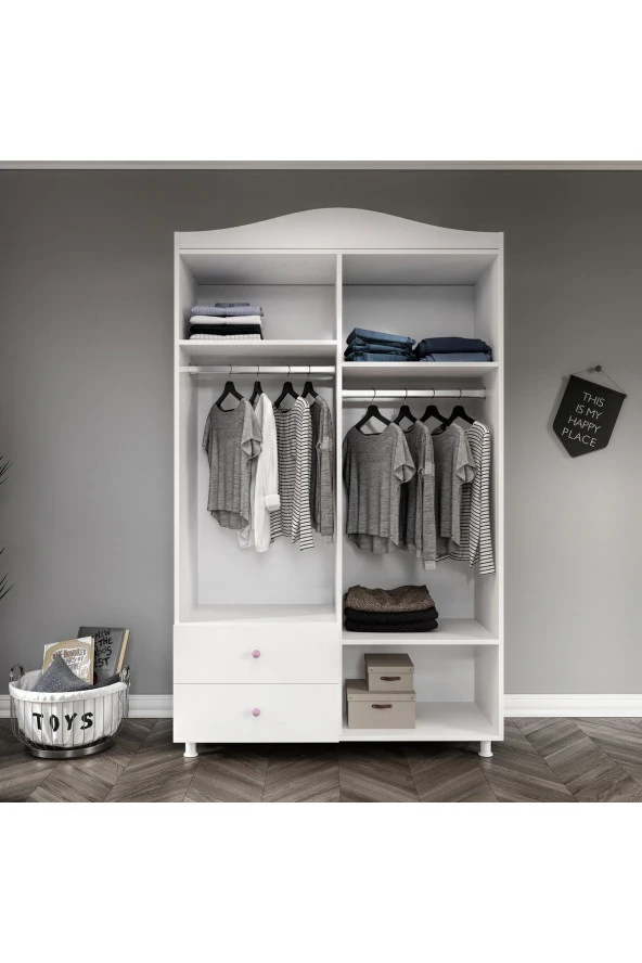 MERLİN MOBİLYA Merlin Mobilya Angel Büyüyebilen Pembe Kulplu Bebek Odası Takımı - 4