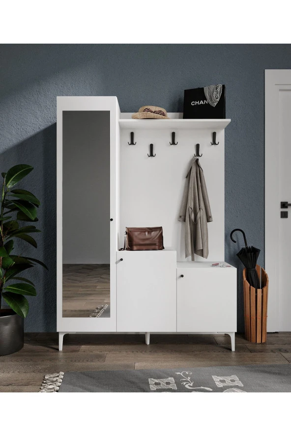 MERLİN MOBİLYA Kardelen 9 Bölmeli Aynalı Portmanto - 2