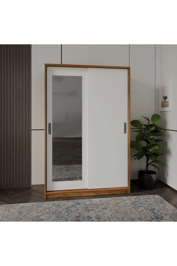 MERLİN MOBİLYA BAŞAK 2 KAPAKLI 8 BÖLMELİ BAMBU DETAYLI DOLAP - 2