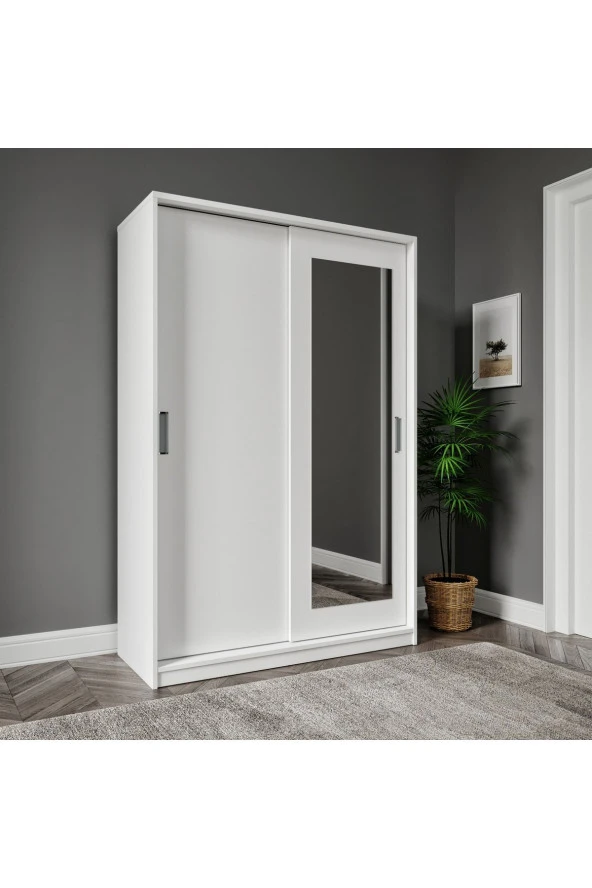 MERLİN MOBİLYA Başak 2 Sürgülü Kapaklı 8 Bölmeli Aynalı Dolap(VESTİYER) - 2