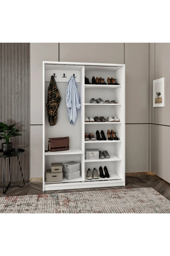 MERLİN MOBİLYA BAŞAK 2 KAPAKLI 8 BÖLMELİ ANTRASİT DETAYLI DOLAP - 4