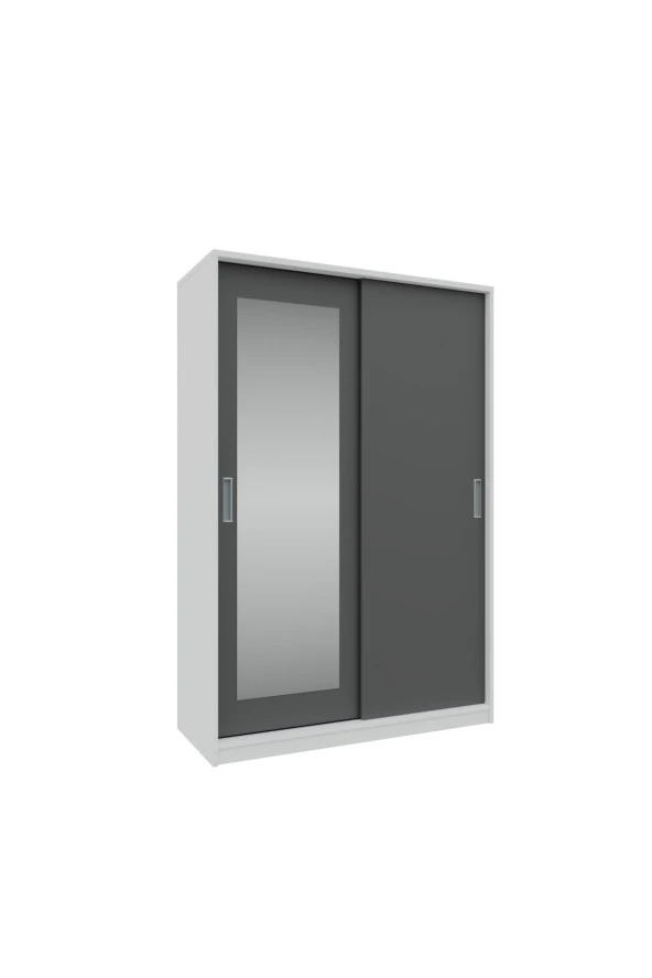 MERLİN MOBİLYA BAŞAK 2 KAPAKLI 8 BÖLMELİ ANTRASİT DETAYLI DOLAP - 5