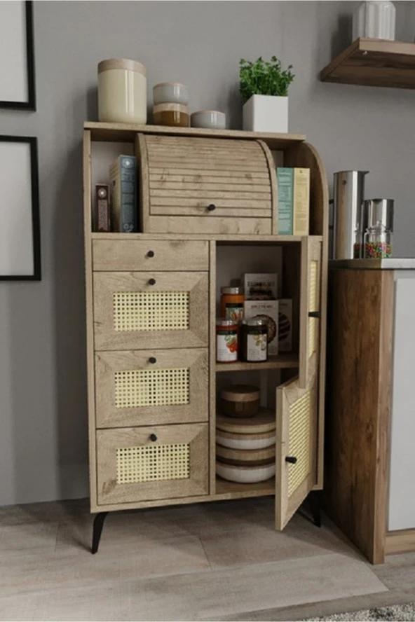 MERLİN MOBİLYA Astana 10 Bölmeli Kuru Bakliyat Saklama Kileri+ekmeklik - 6