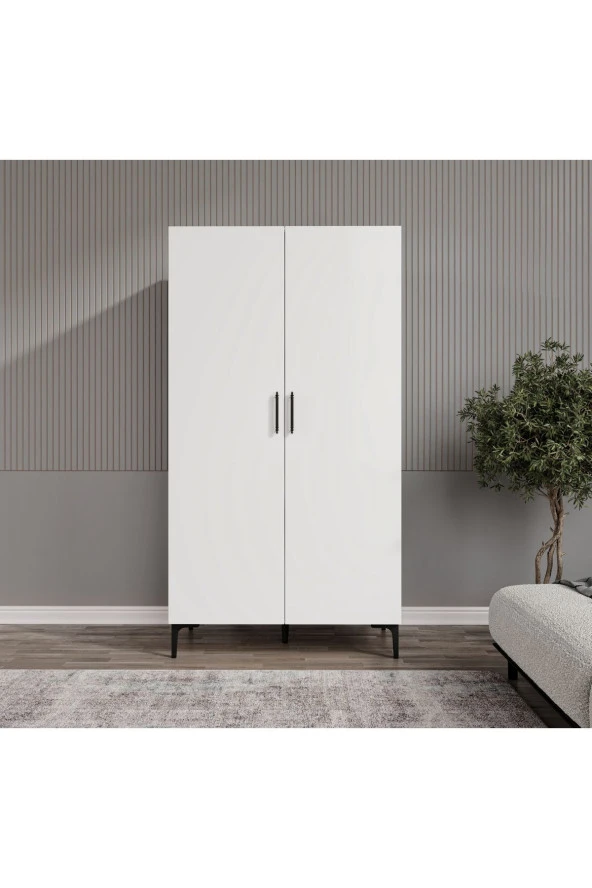 MERLİN MOBİLYA Şipal 2 Kapaklı 6 Bölmeli Ayaklı Elbise Dolabı - 2