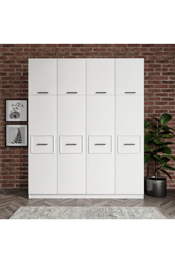 MERLİN MOBİLYA Diva Çok Amaçlı 8 Kapılı Elbise ve Yüklük Dolap - 3
