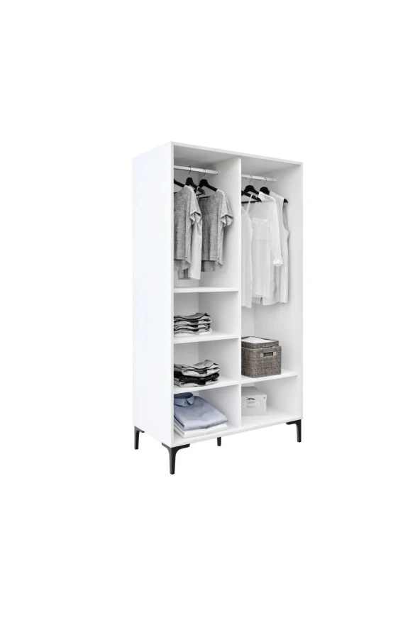 MERLİN MOBİLYA Şipal 2 Kapaklı 6 Bölmeli Ayaklı Elbise Dolabı - 4