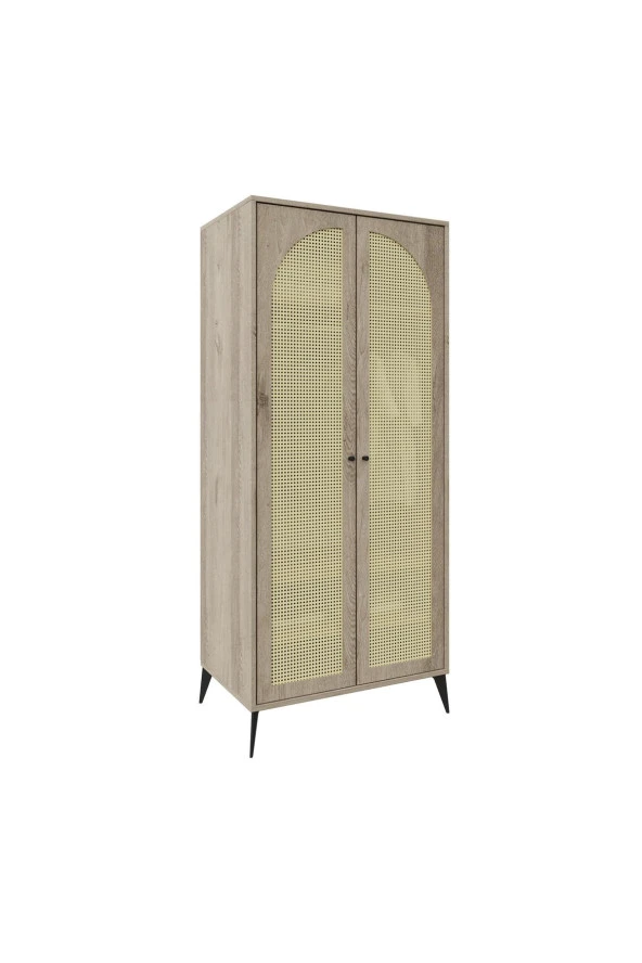 MERLİN MOBİLYA Diamond 2 Kapaklı 4 Bölmeli Elbise Askılı Dolap (%100 MDF) - 5