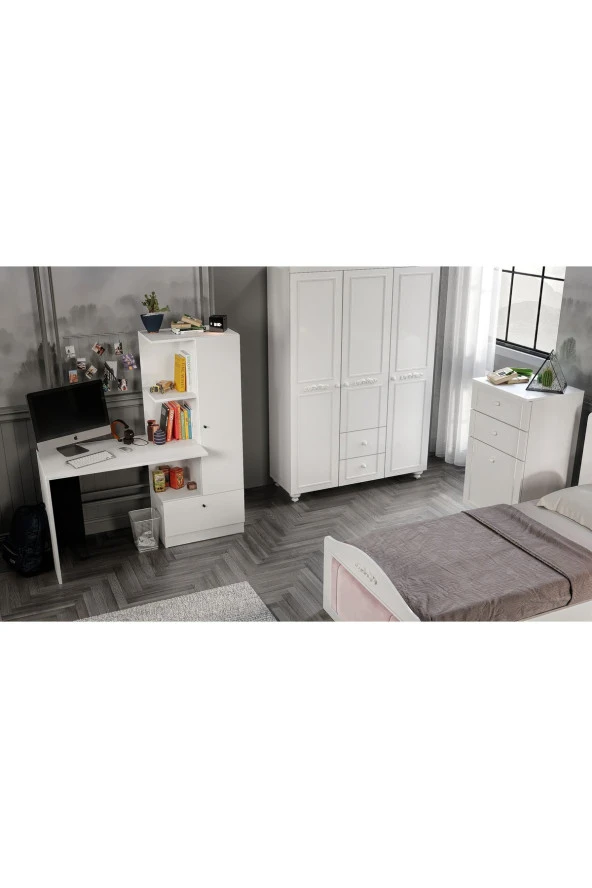 MERLİN MOBİLYA Mobilya Tokyo Beyaz Genç Odası ve Çalışma Masası - 6