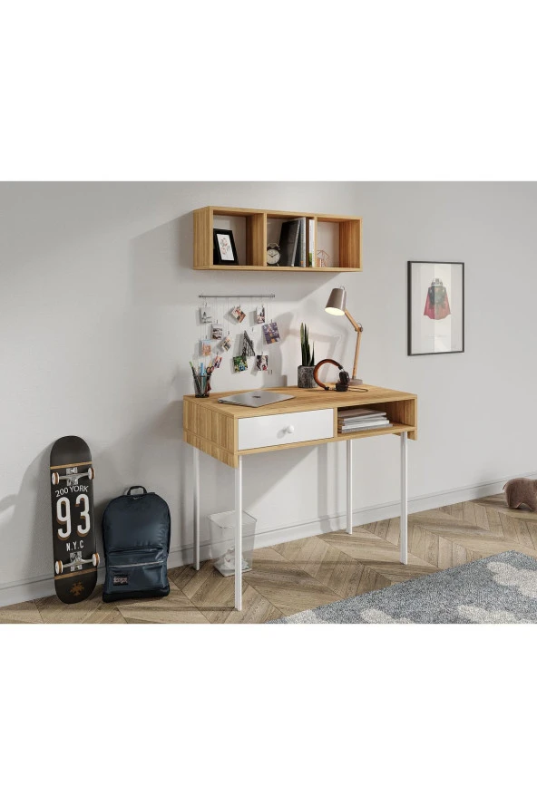 MERLİN MOBİLYA Major 2 Parçalı Bambu Duvara Monte Çalışma Masası - 2