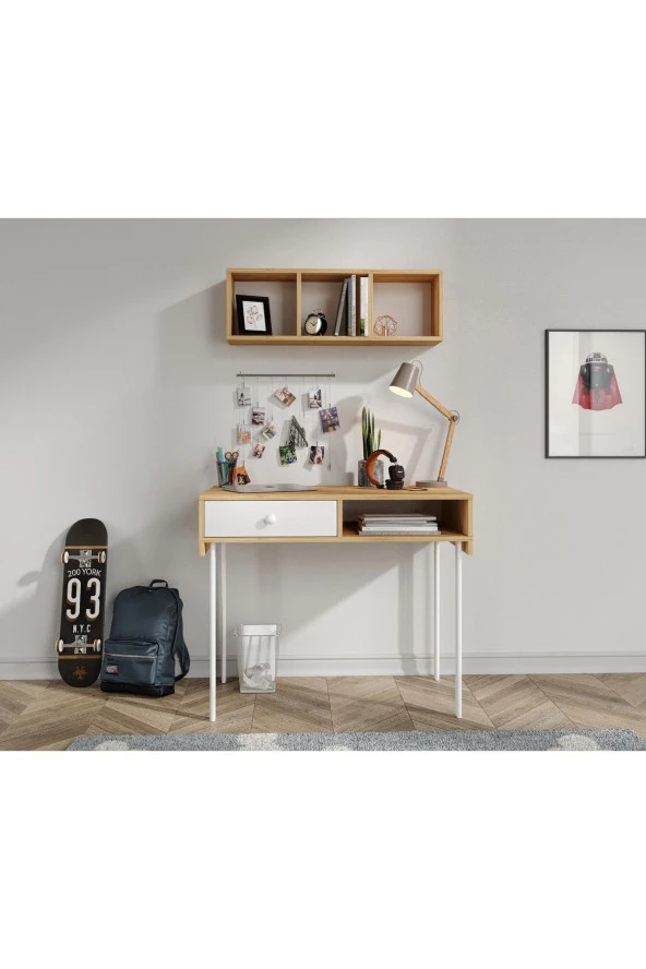 MERLİN MOBİLYA Major 2 Parçalı Bambu Duvara Monte Çalışma Masası - 3